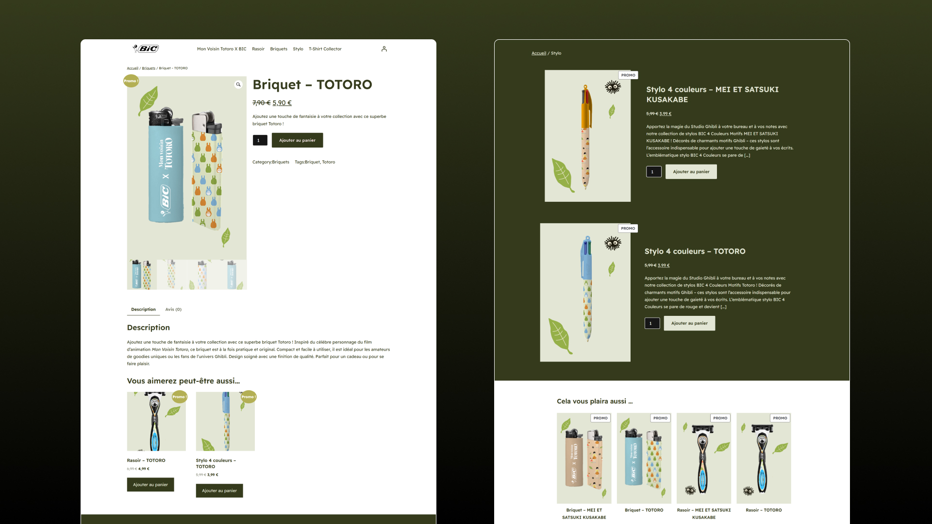 vu d'ensemble de pages du site