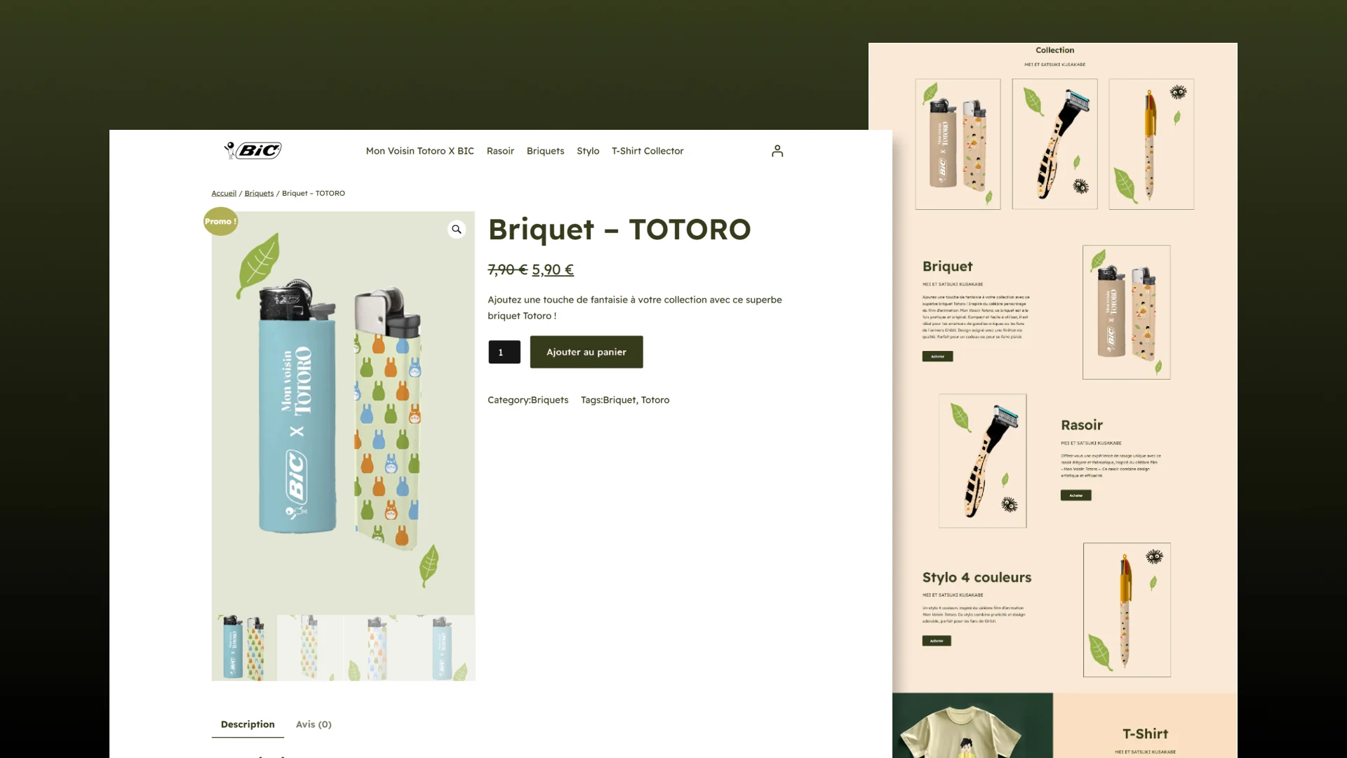 page produit briquet à motifs