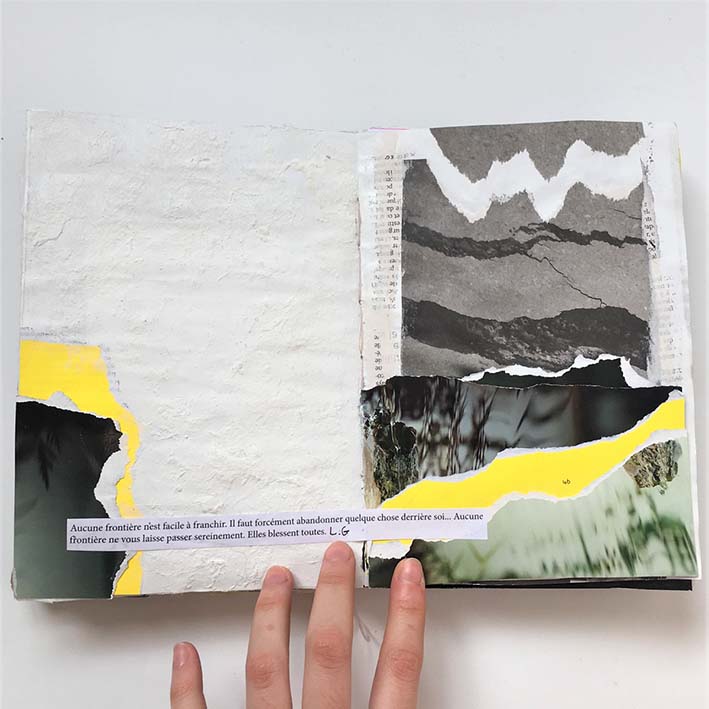 vu d'une page du carnet avec une citation d'auteur