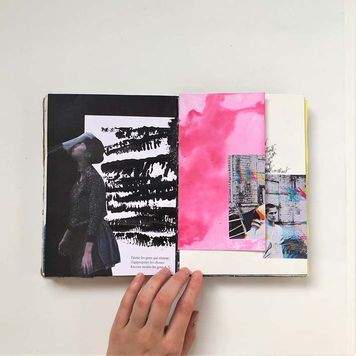 vu d'une page du carnet avec une citation d'auteur