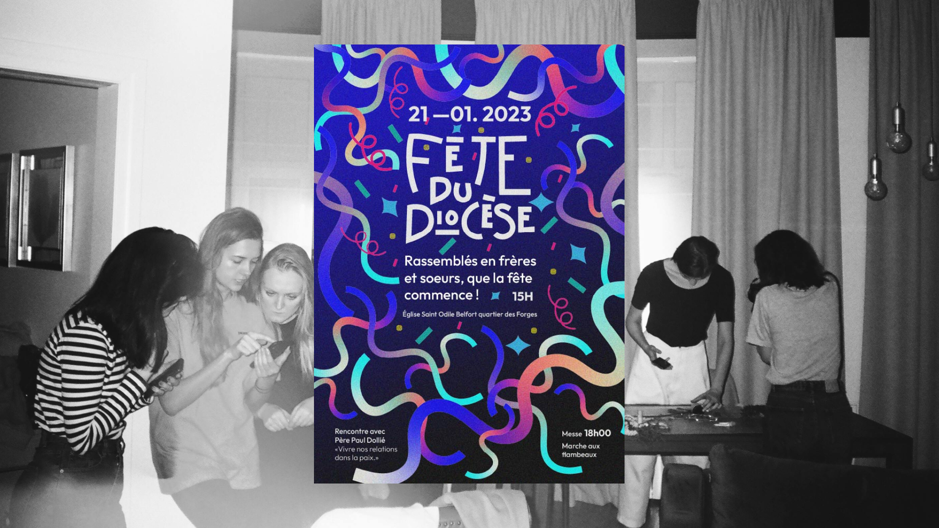 affiche sur fond de fête