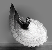 danseur avec modélisation d'une jupe qui amplifie le mouvement