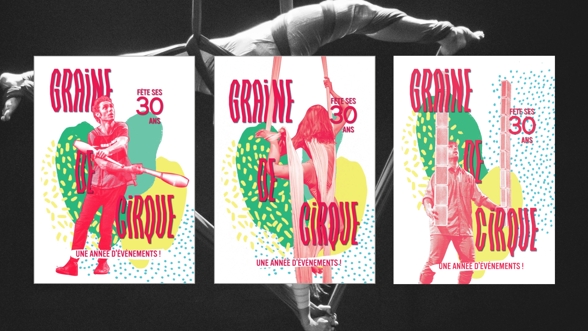 trois affiches sur fond circasien en photo