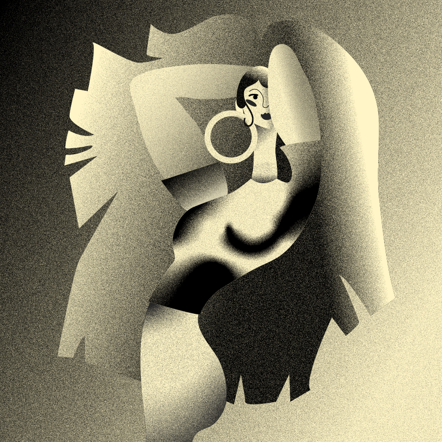 illustration femme en noir et blanc