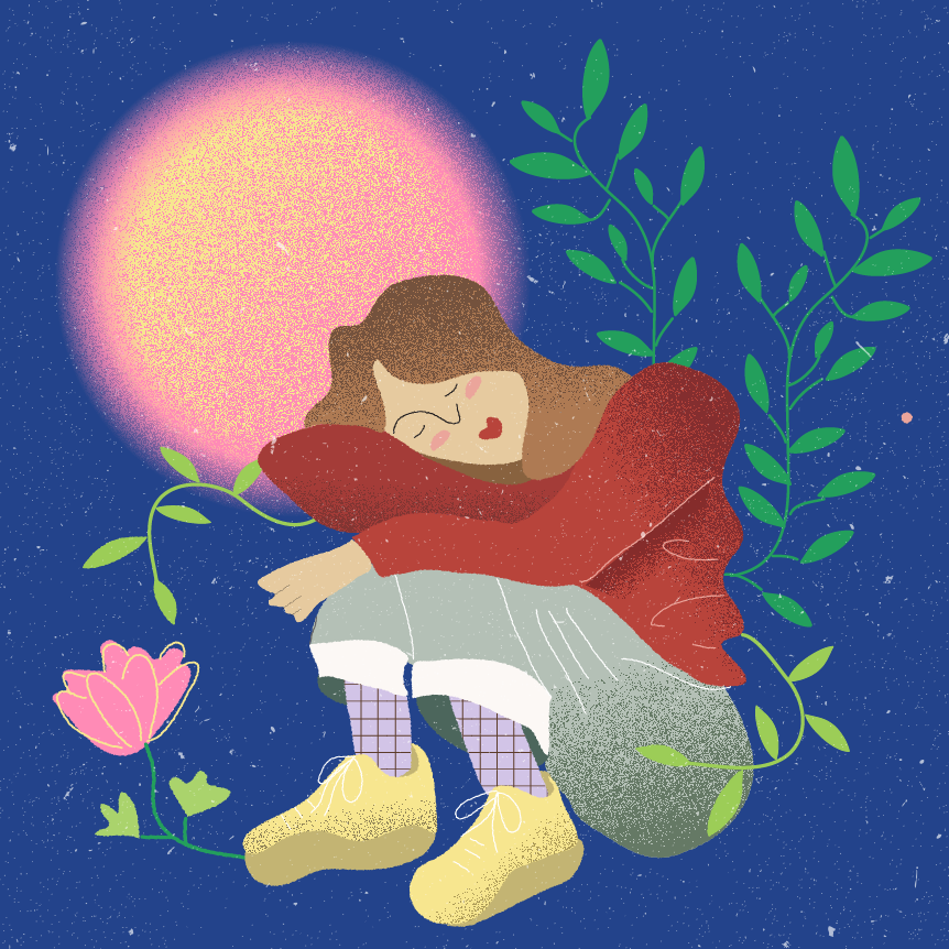 femme qui sommeille devant un halo