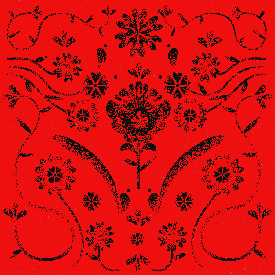 illustration fleur noir et rouge