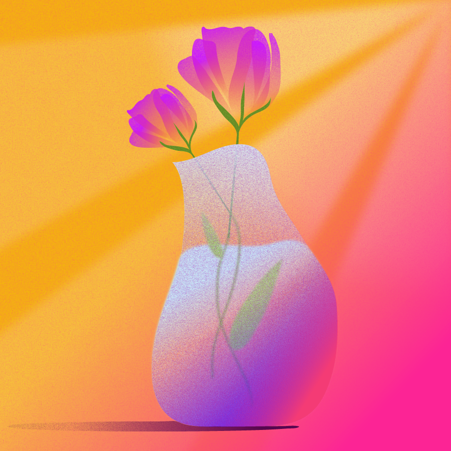vase de fleurs avec des rayons de soleil