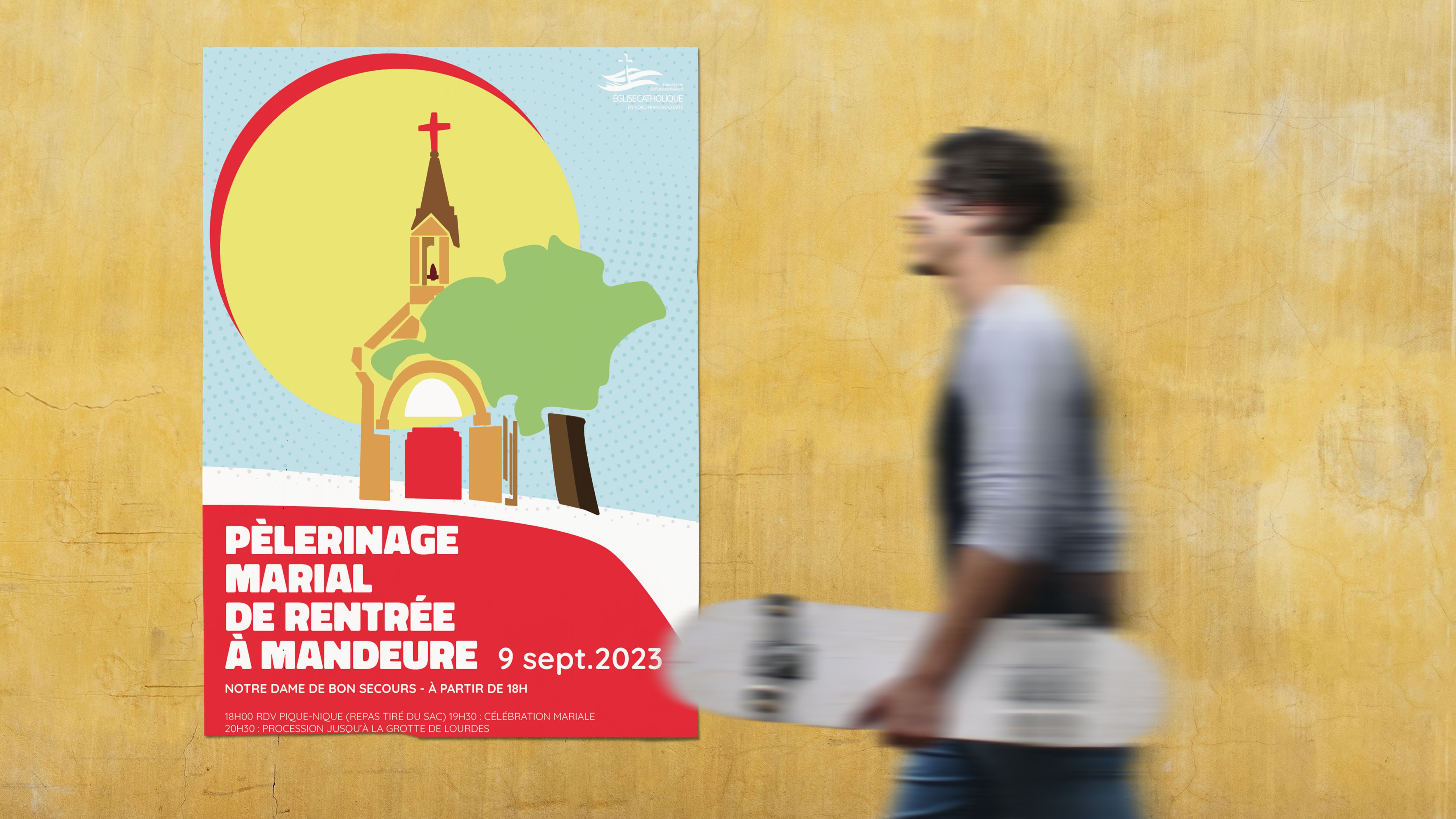 affiche accrochée sur un mur