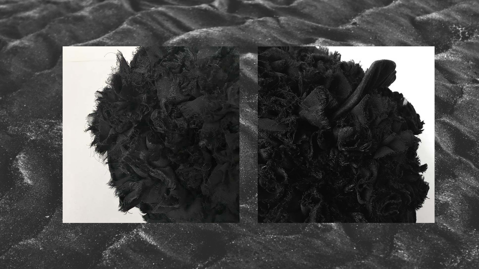 deux zooms de l'objet en tissu noir