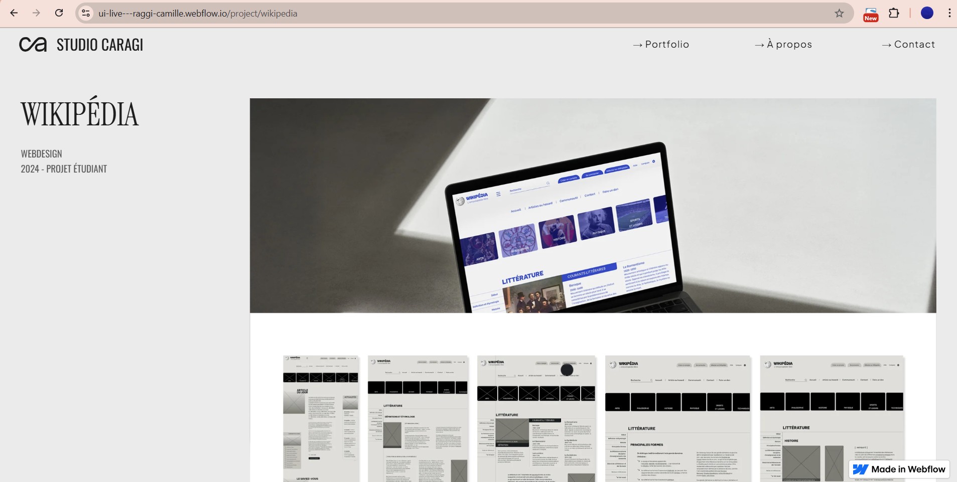 page projet portfolio