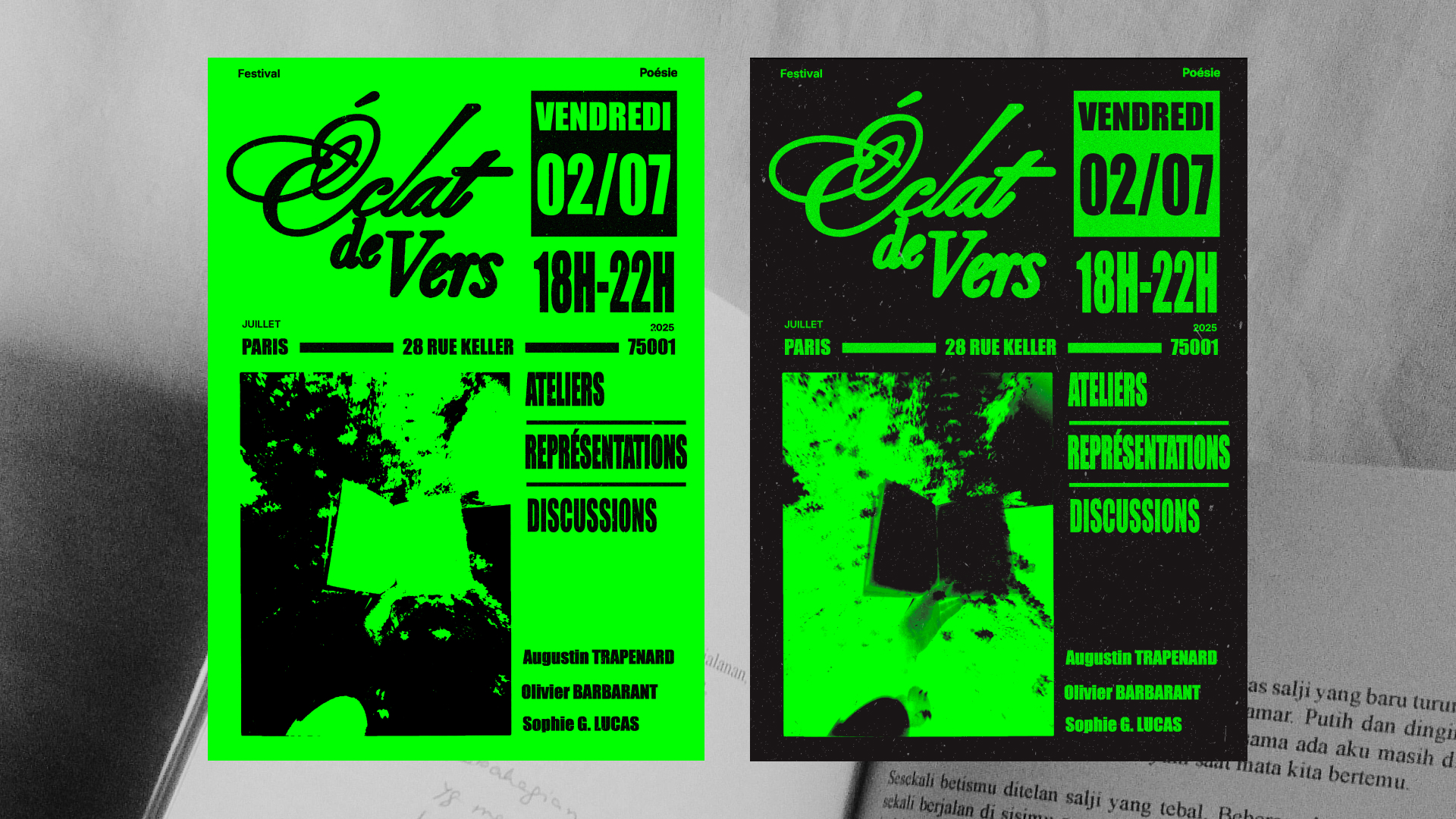 deux affiche festival vert et noir