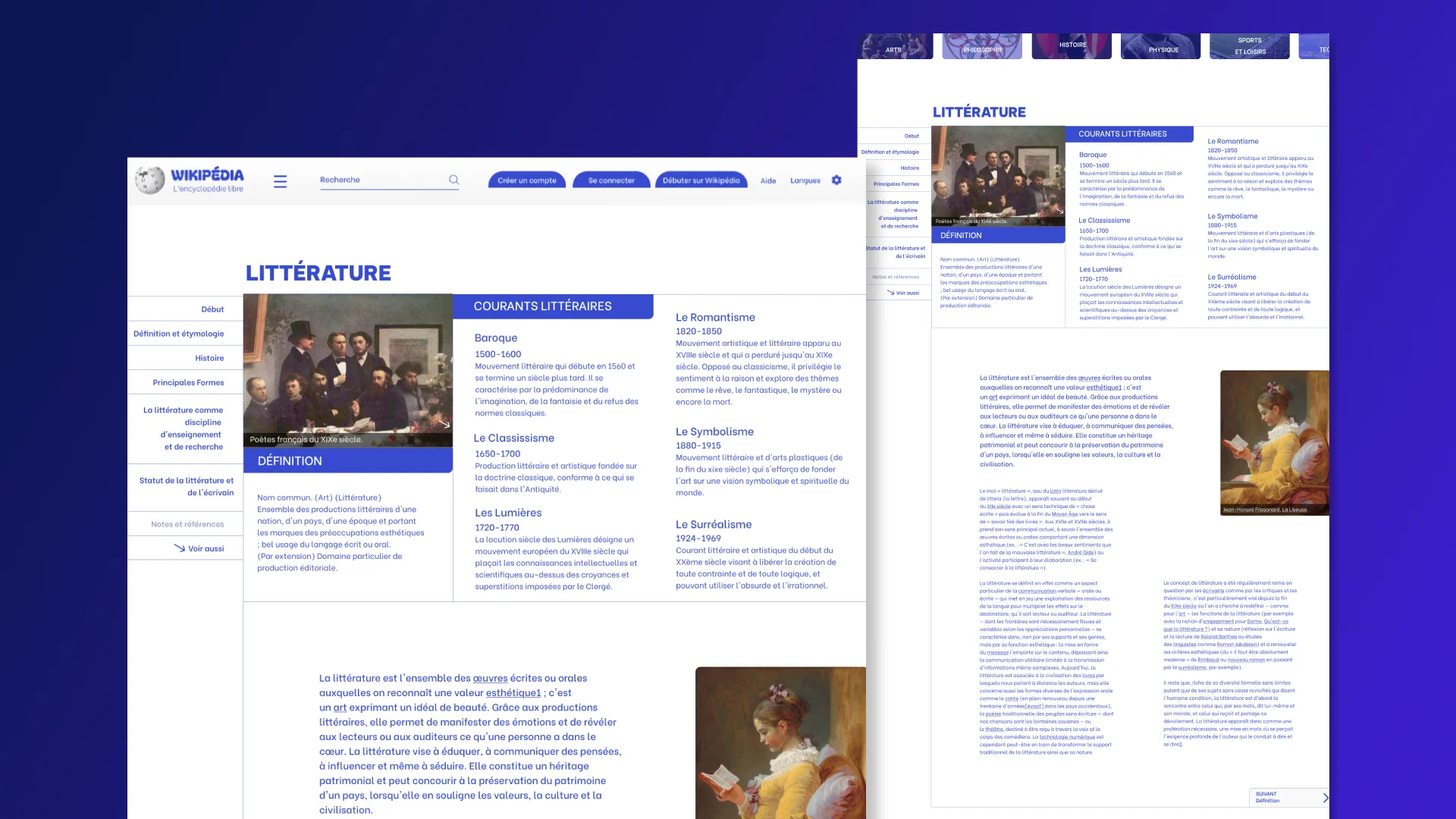 maquettes du site visuels